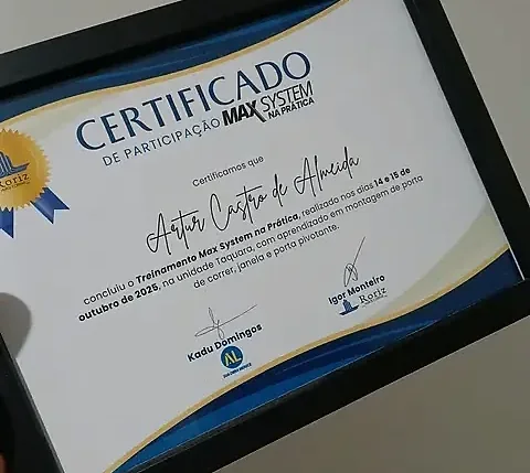 Certificado de participação no Treinamento Max System